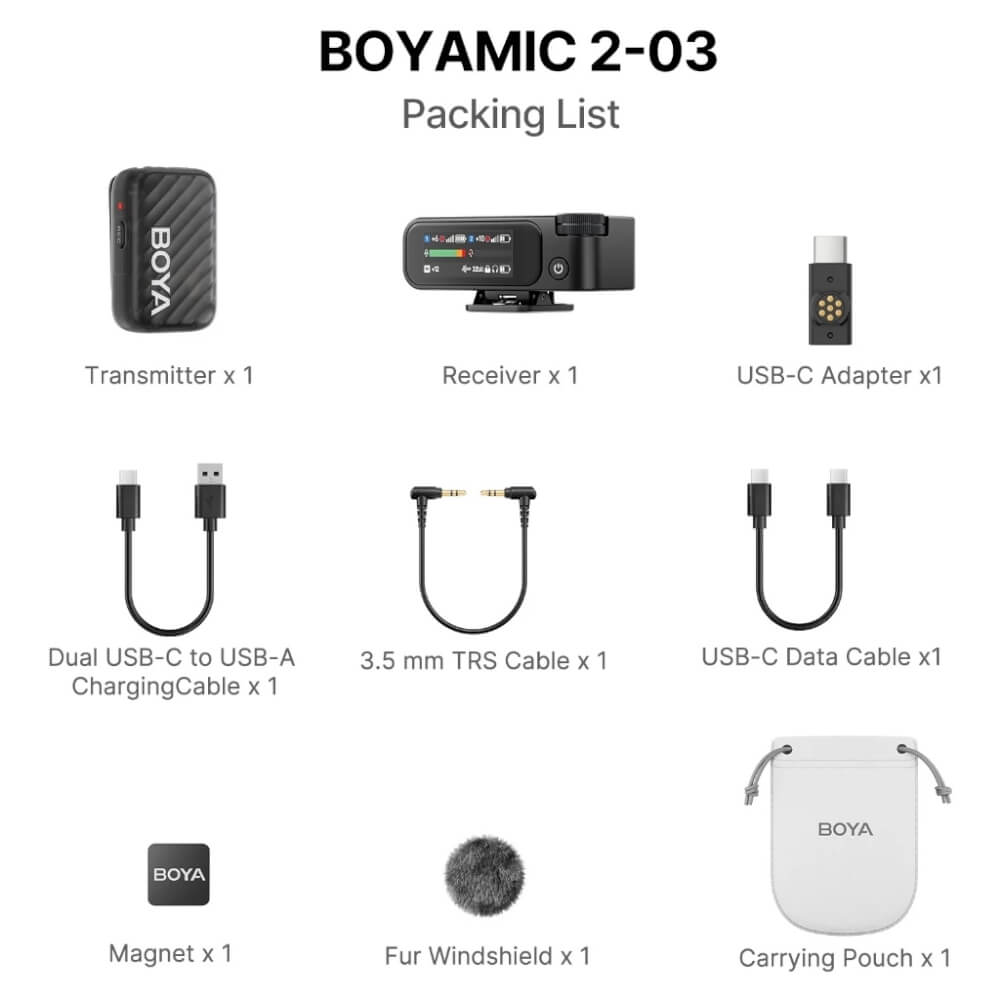 ไมโครโฟนไร้สาย BOYA MICROPHONE BOYAMIC 2-03